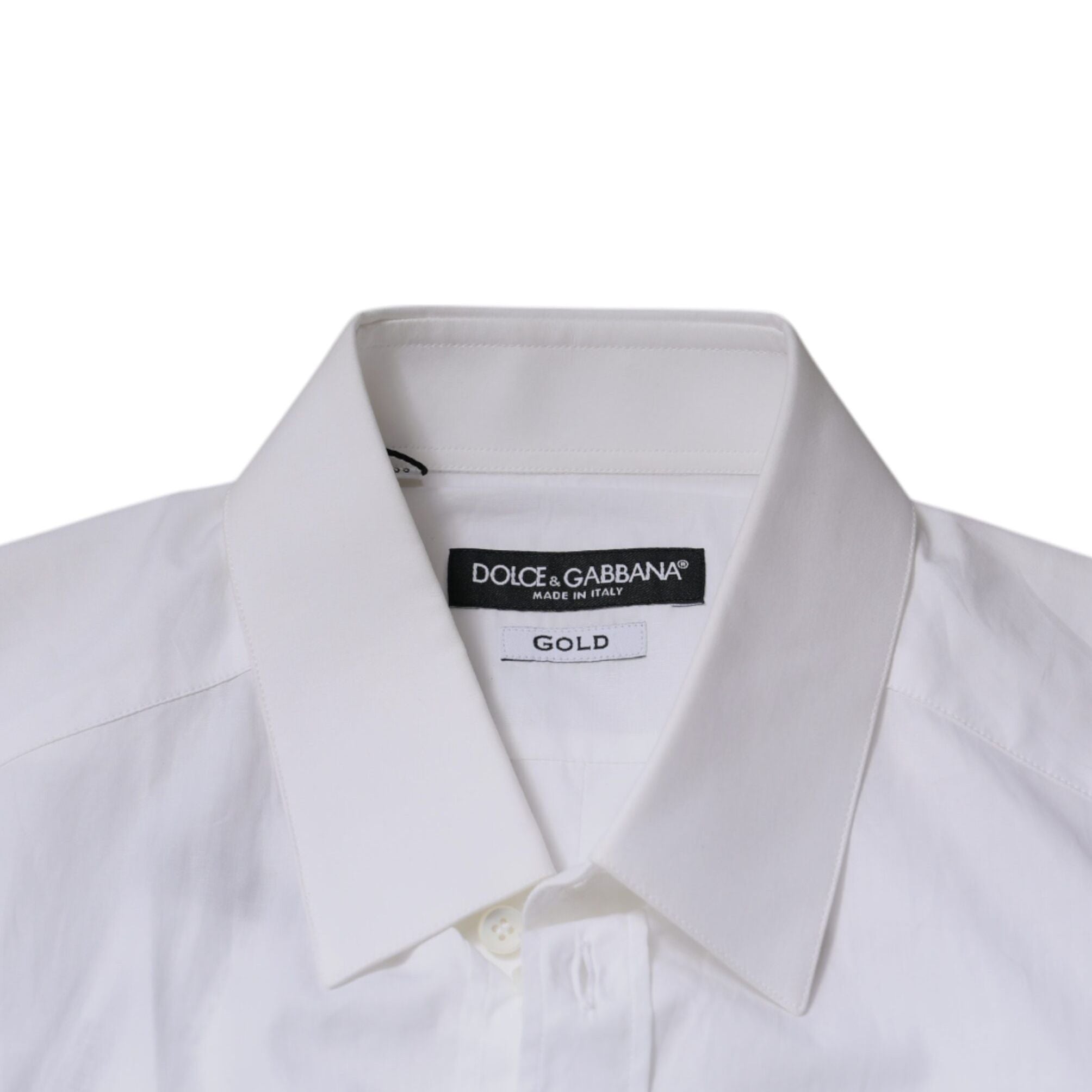 Dolce & Gabbana White Cotton Long Sleeves GOLD Dress Shirt