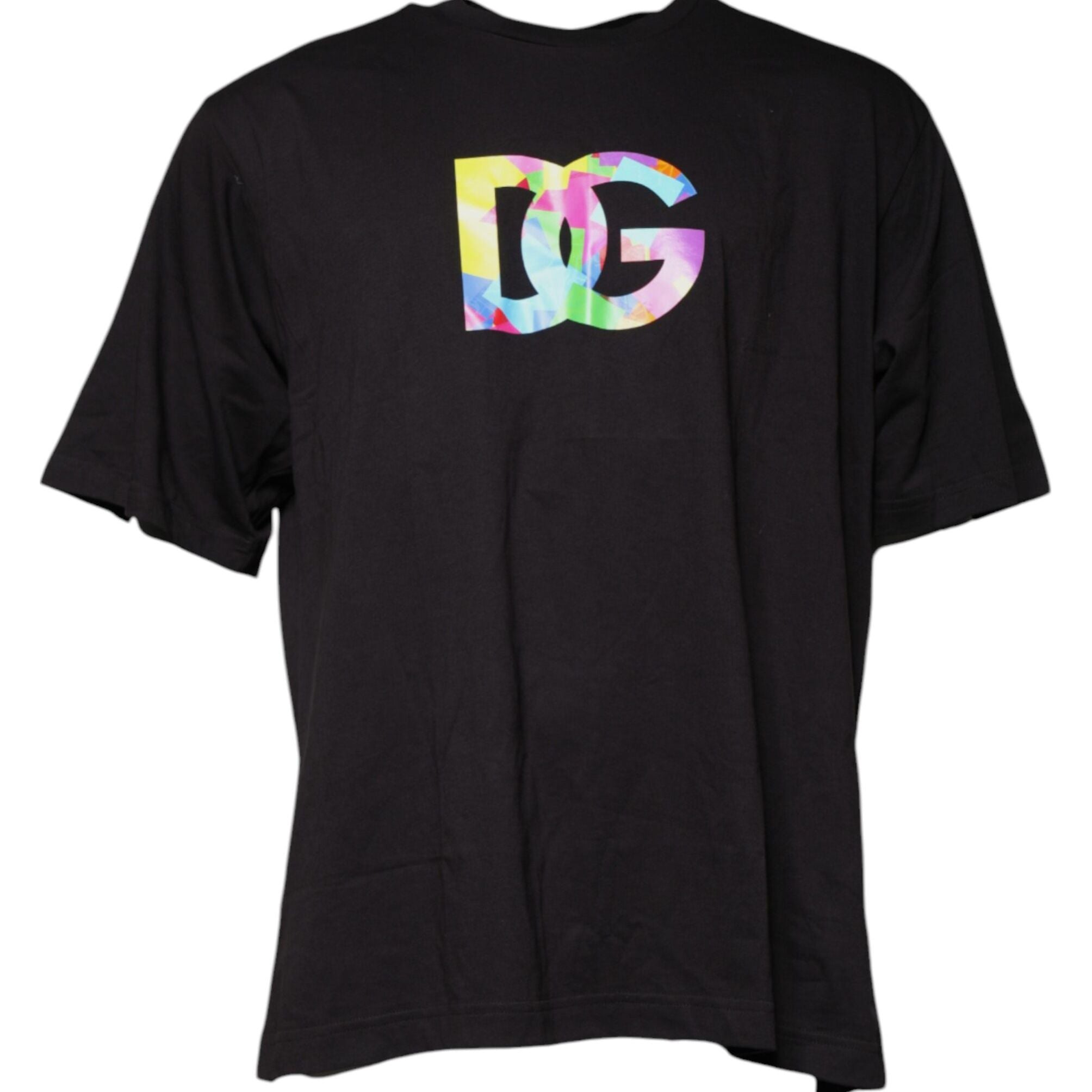 Dolce & Gabbana Black Logo Print Cotton Crew Neck T-shirt