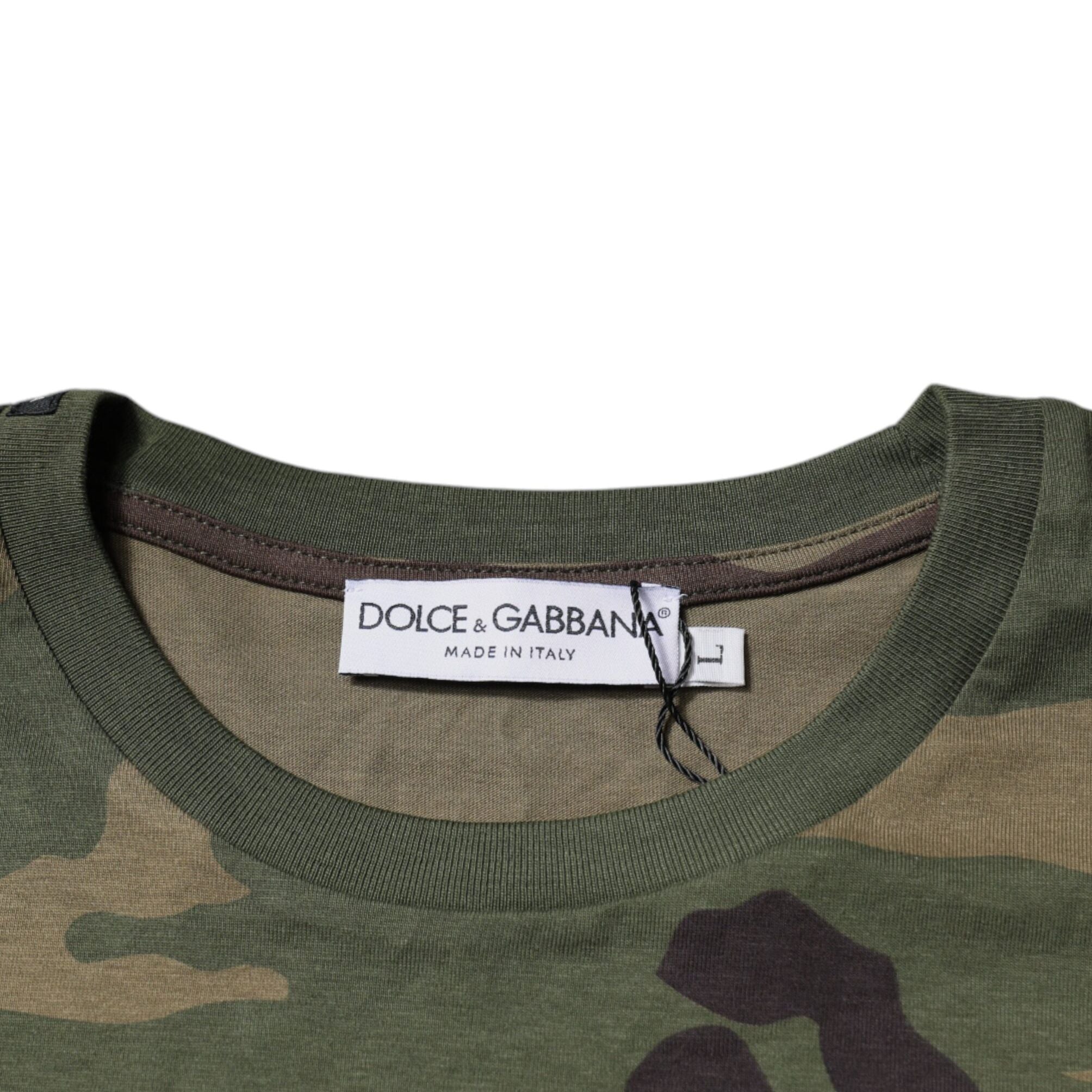 Dolce & Gabbana Multicolor Camouflage Cotton Crew Neck T-shirt