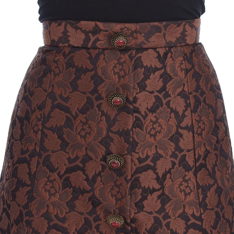Dolce & Gabbana Brown Floral Brocade Mini Bubble Skirt