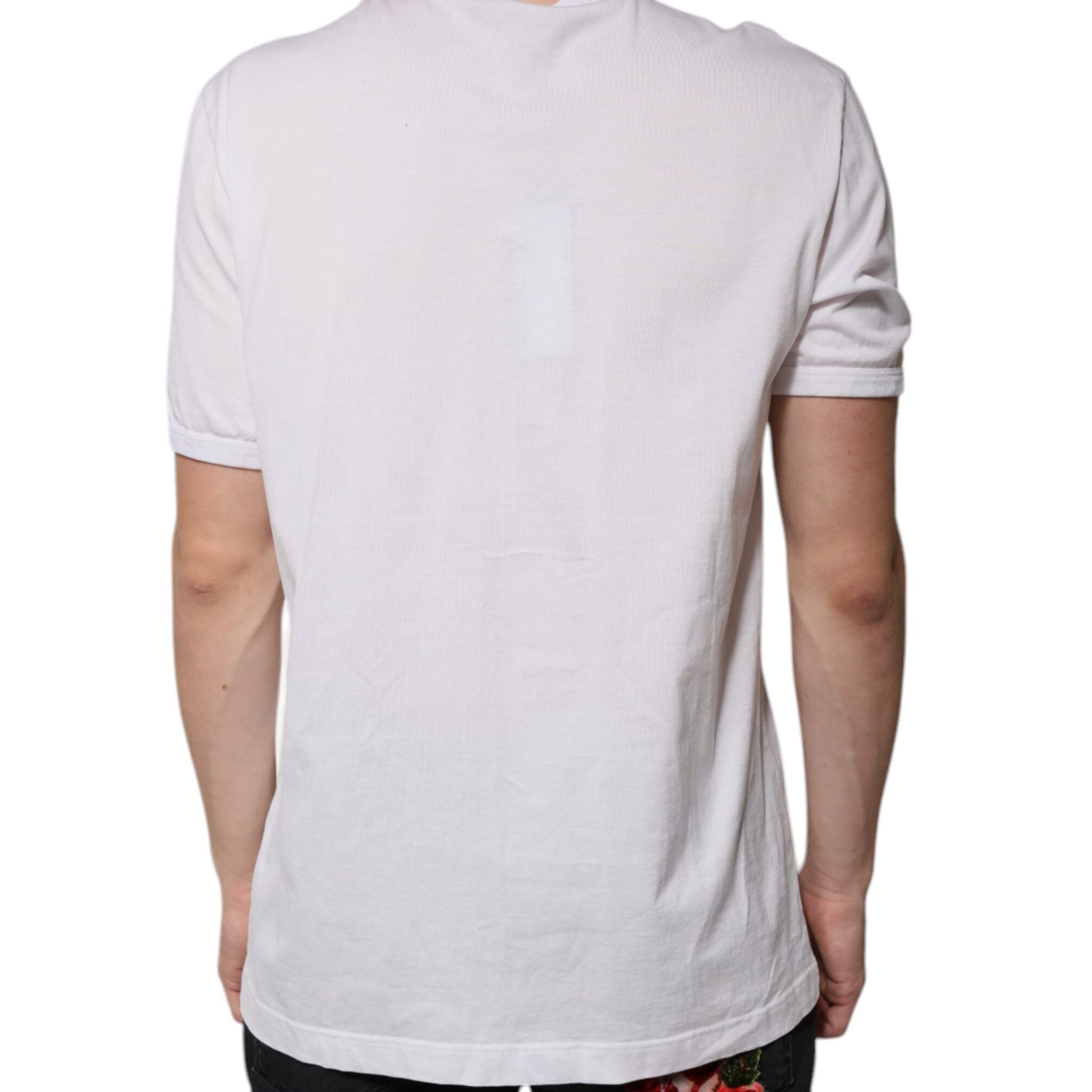 Dolce & Gabbana White Logo V-neck Short Sleeve T-shirt