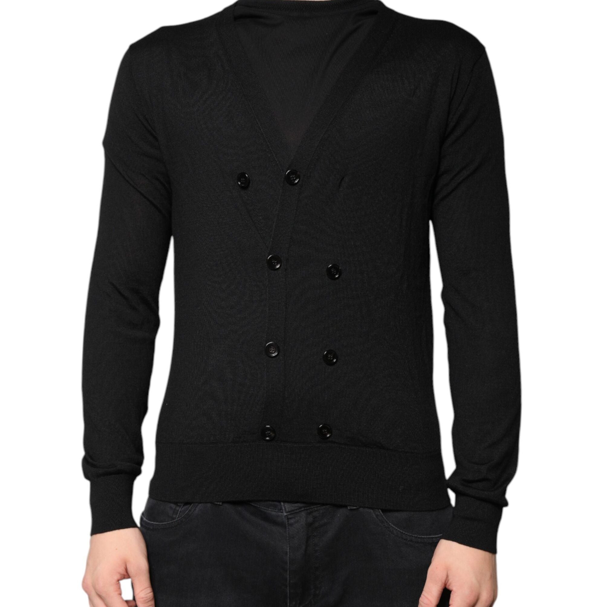 Dolce & Gabbana Black Cashmere Button Down Cardigan Sweater
