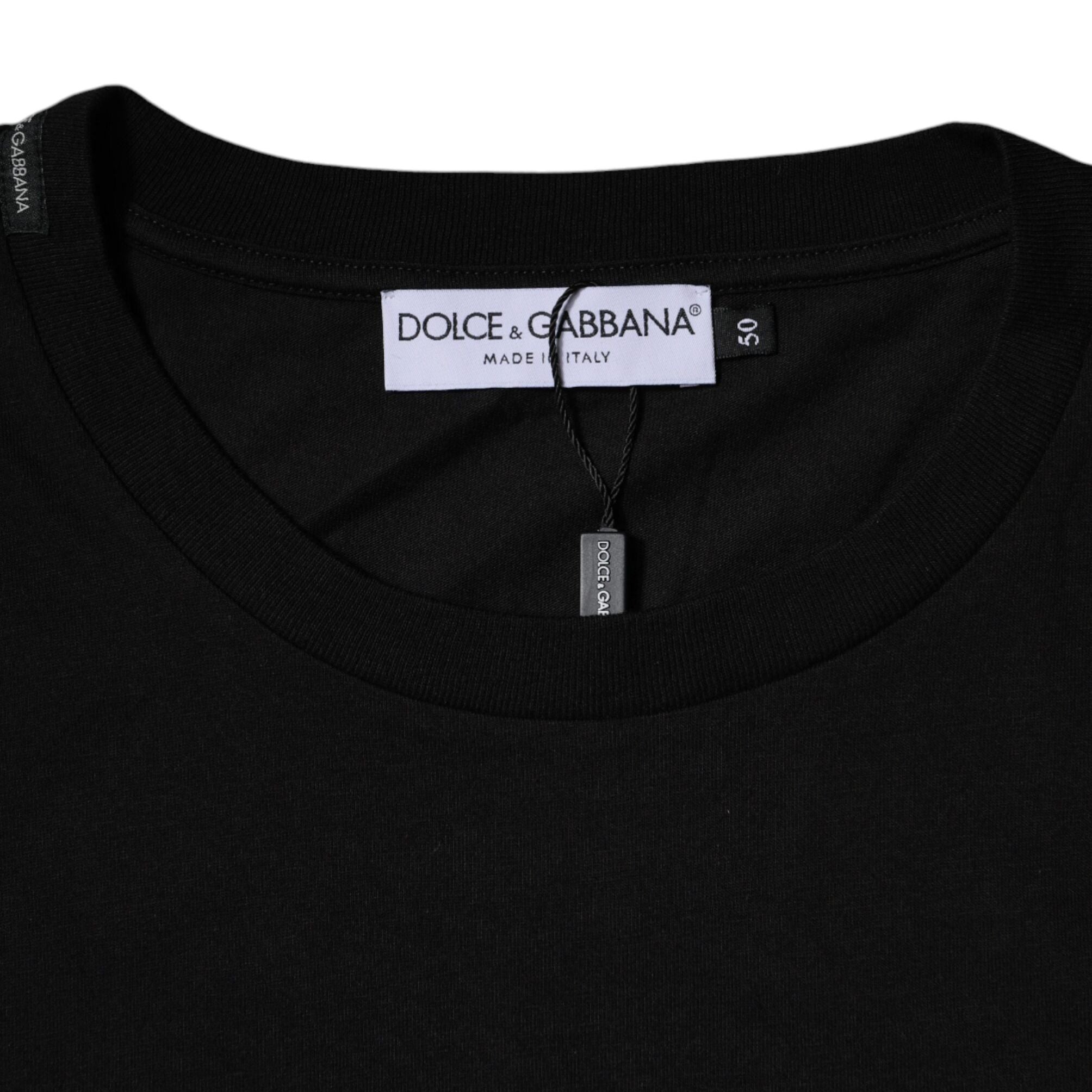 Dolce & Gabbana Black Logo Print Cotton Short Sleeve T-shirt