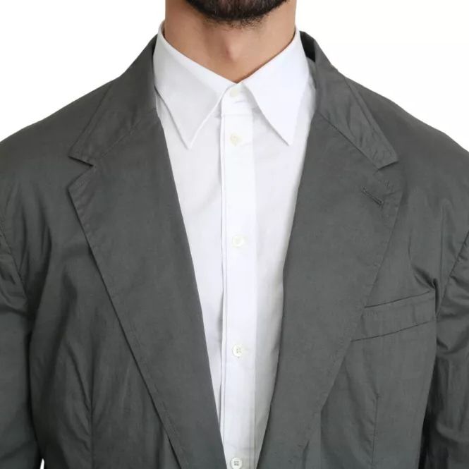 Dolce & Gabbana Gray Cotton Single Breasted Formal Blazer