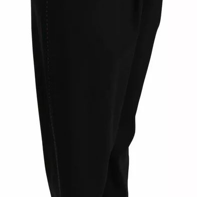 Dolce & Gabbana Black Wool High Waist Pleat Front Cropped Pants