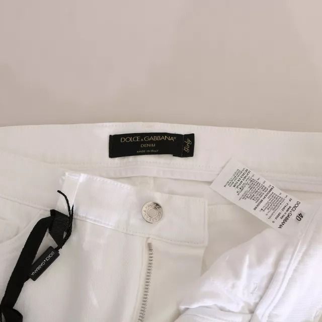Dolce & Gabbana White Crystal Embellished Skinny Jeans