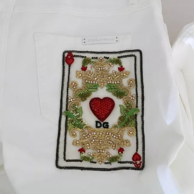 Dolce & Gabbana White Crystal Embellished Skinny Jeans