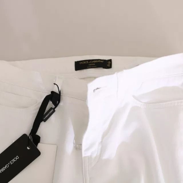 Dolce & Gabbana White Crystal Embellished Skinny Jeans