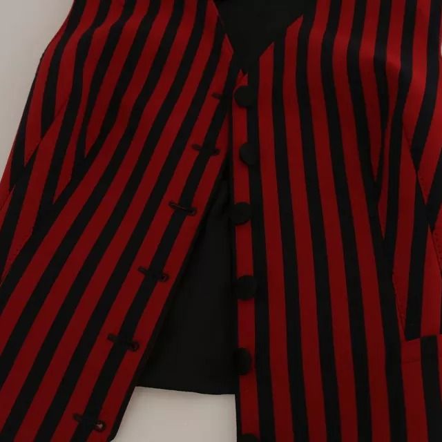 Dolce & Gabbana Red Black Stripe Vest Waistcoat Blouse Top