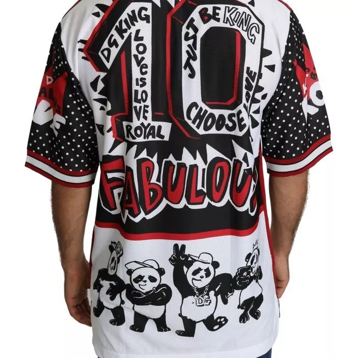 Dolce & Gabbana White King Panda Polyester T-shirt Top