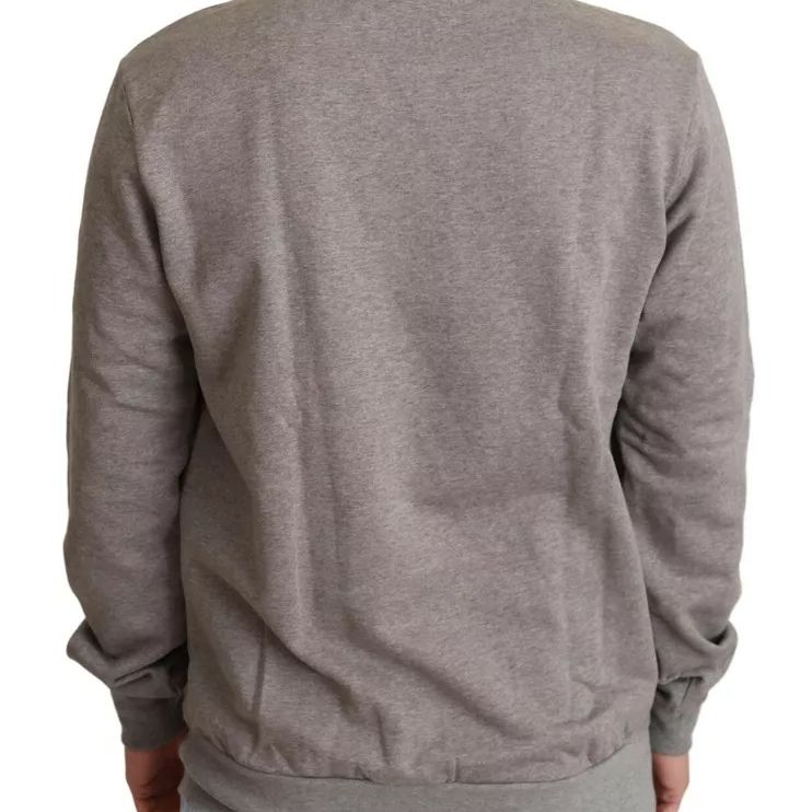 Dolce & Gabbana Gray Crown King Cotton Pullover Sweater