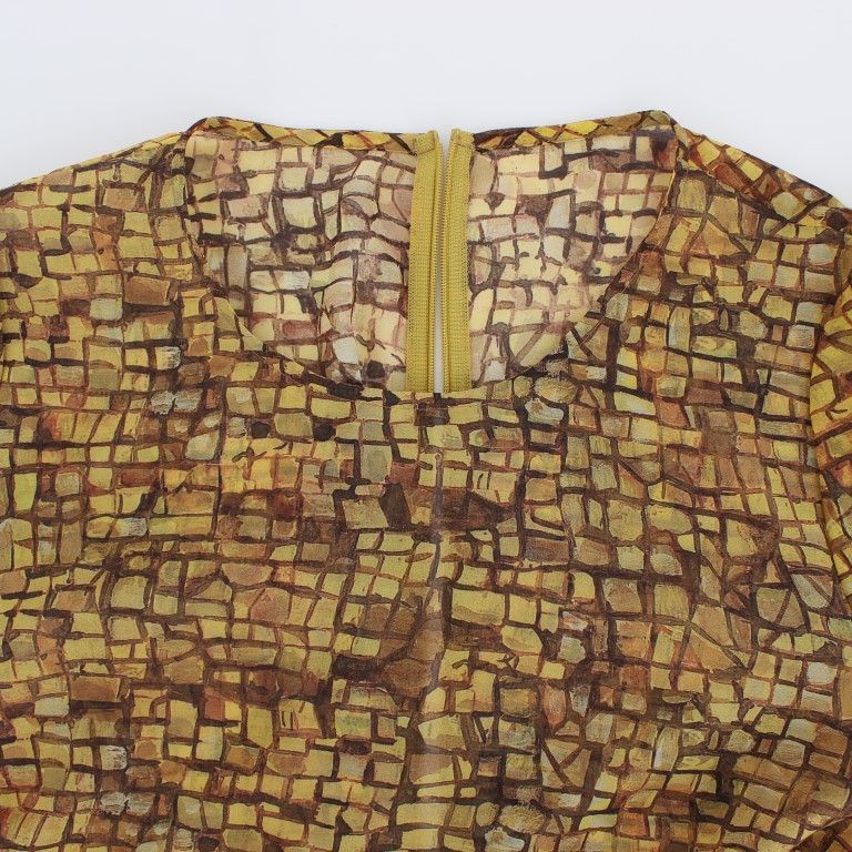 Dolce & Gabbana Multicolor Mosaic Print Silk Blouse T-shirt