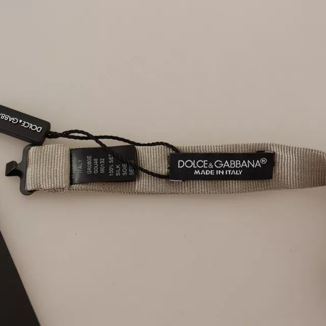 Dolce & Gabbana Silver Gray 100% Silk Adjustable Neck Bow Tie