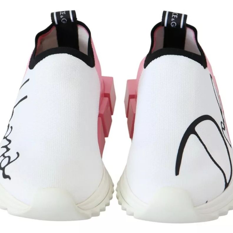 Dolce & Gabbana Pink White Logo Sorrento Sneakers Shoes