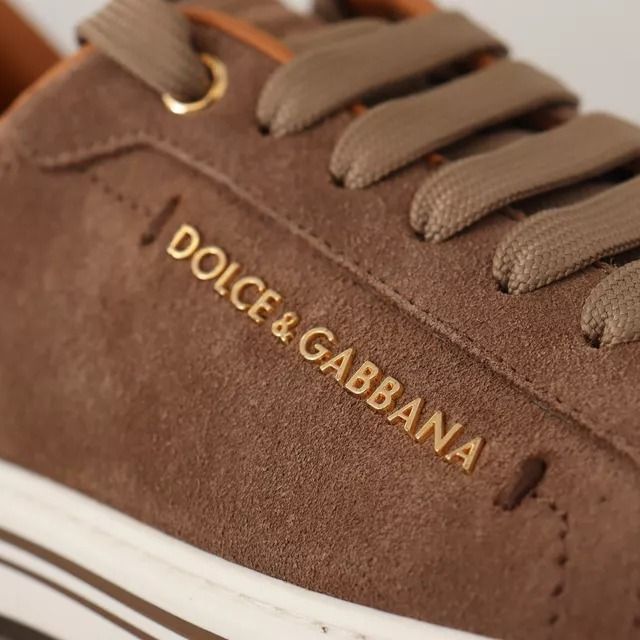 Dolce & Gabbana Brown Suede Logo Low Top Sneakers Men Shoes