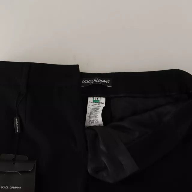 Dolce & Gabbana Black White Stripes Wool Tapered Pants