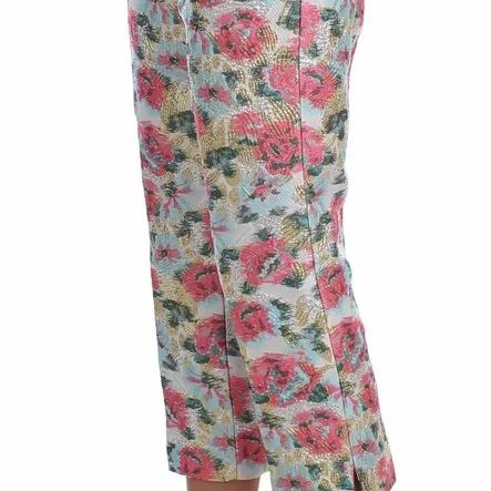 Dolce & Gabbana White Pink Floral Brocade Pants