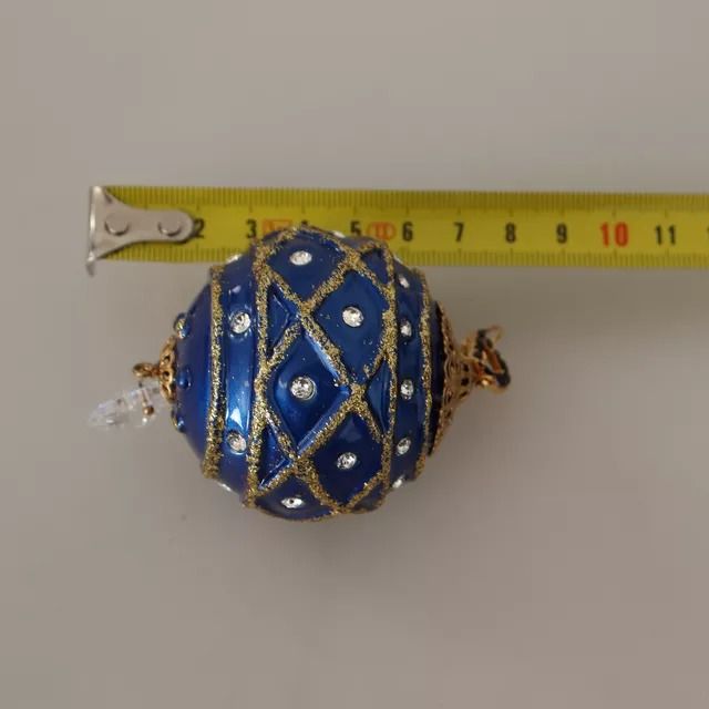 Dolce & Gabbana Gold Brass Blue Christmas Ball Crystal Hook Jewelry Earrings