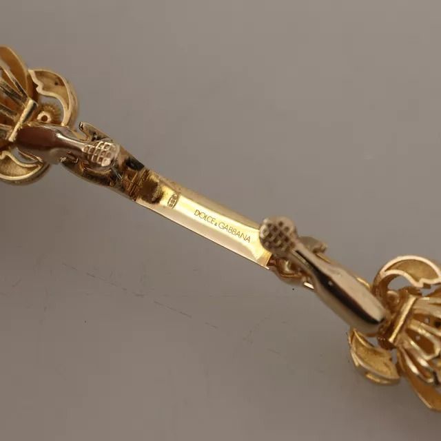 Dolce & Gabbana Gold Plated 925 Sterling Silver Crystal Collar Stop Brooch