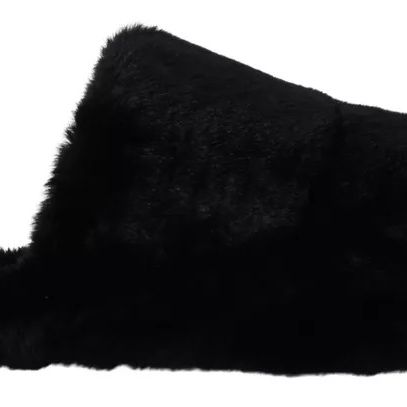 Dolce & Gabbana Black Polyester Faux Fur Mens Flats Sandals Shoes