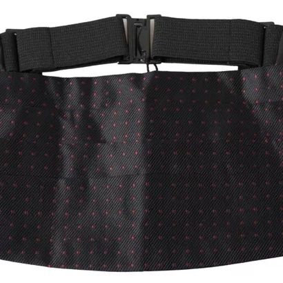 Dolce & Gabbana Black Silk Dotted Waist Tuxedo Belt Cummerbund