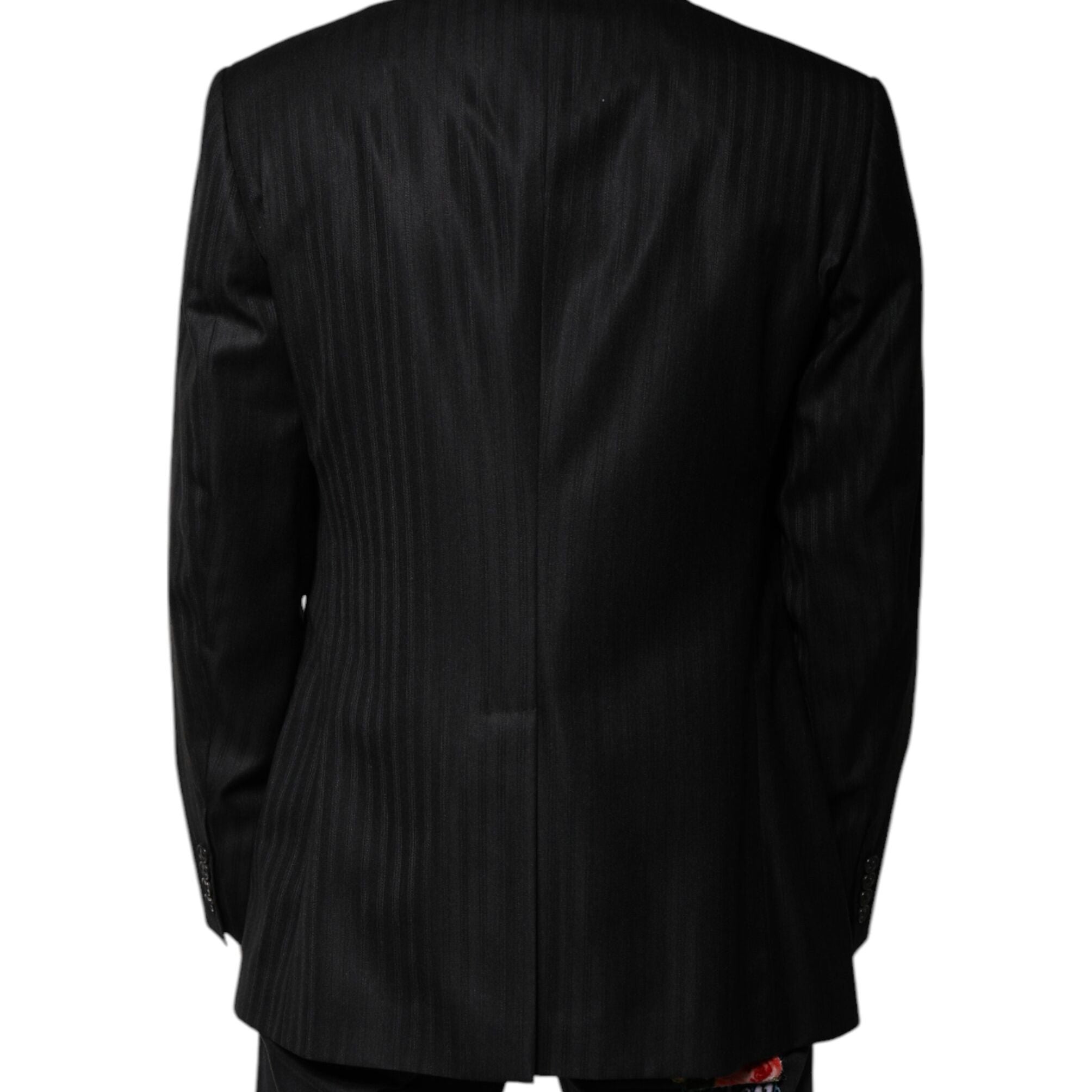 Dolce & Gabbana Black Stripe Wool Single Breasted Blazer