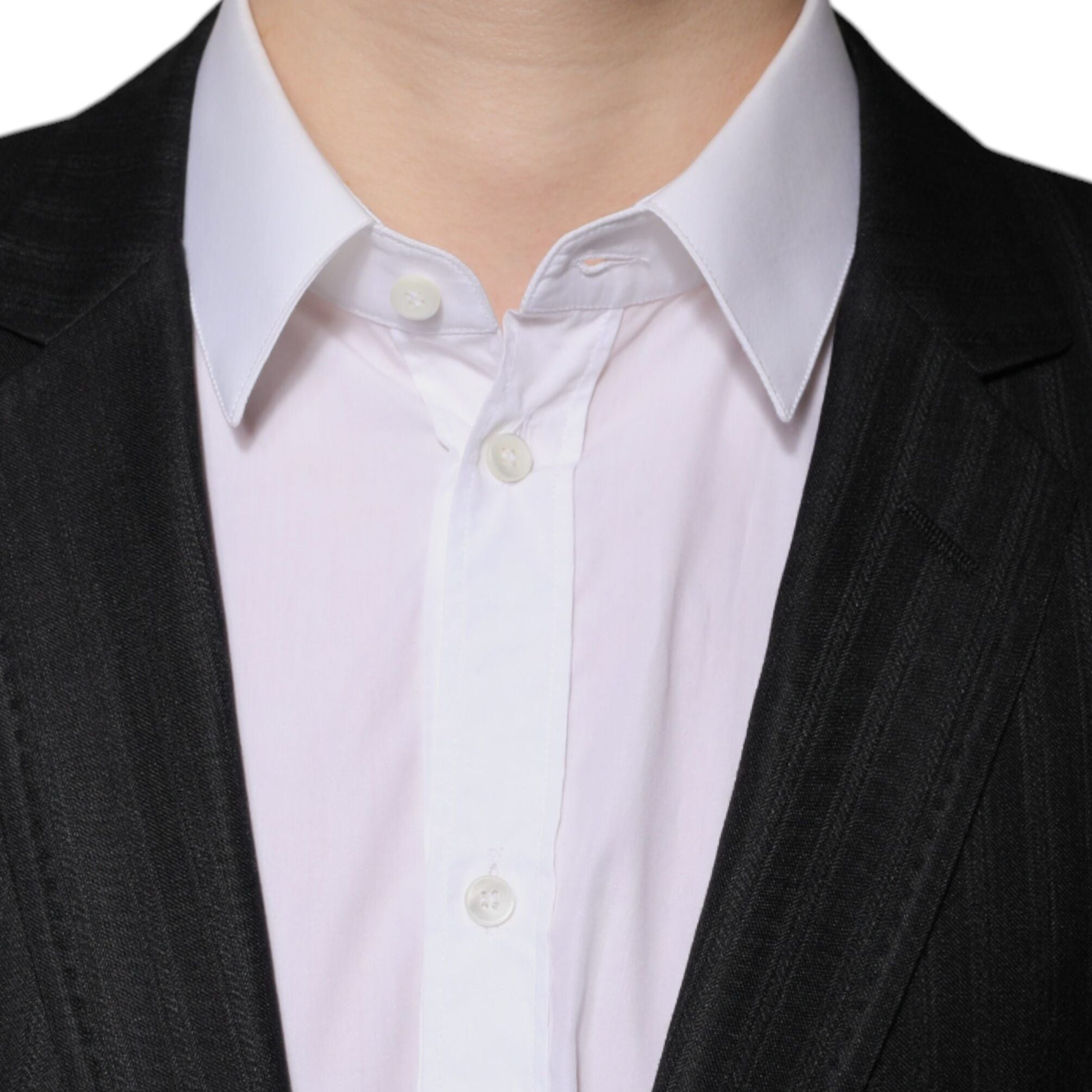 Dolce & Gabbana Black Stripe Wool Single Breasted Blazer