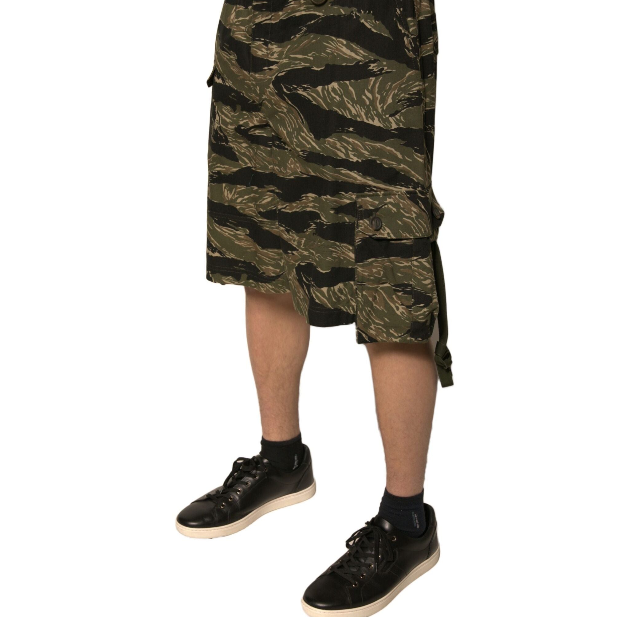 Dolce & Gabbana Black Gold Patterned Cotton Bermuda Shorts