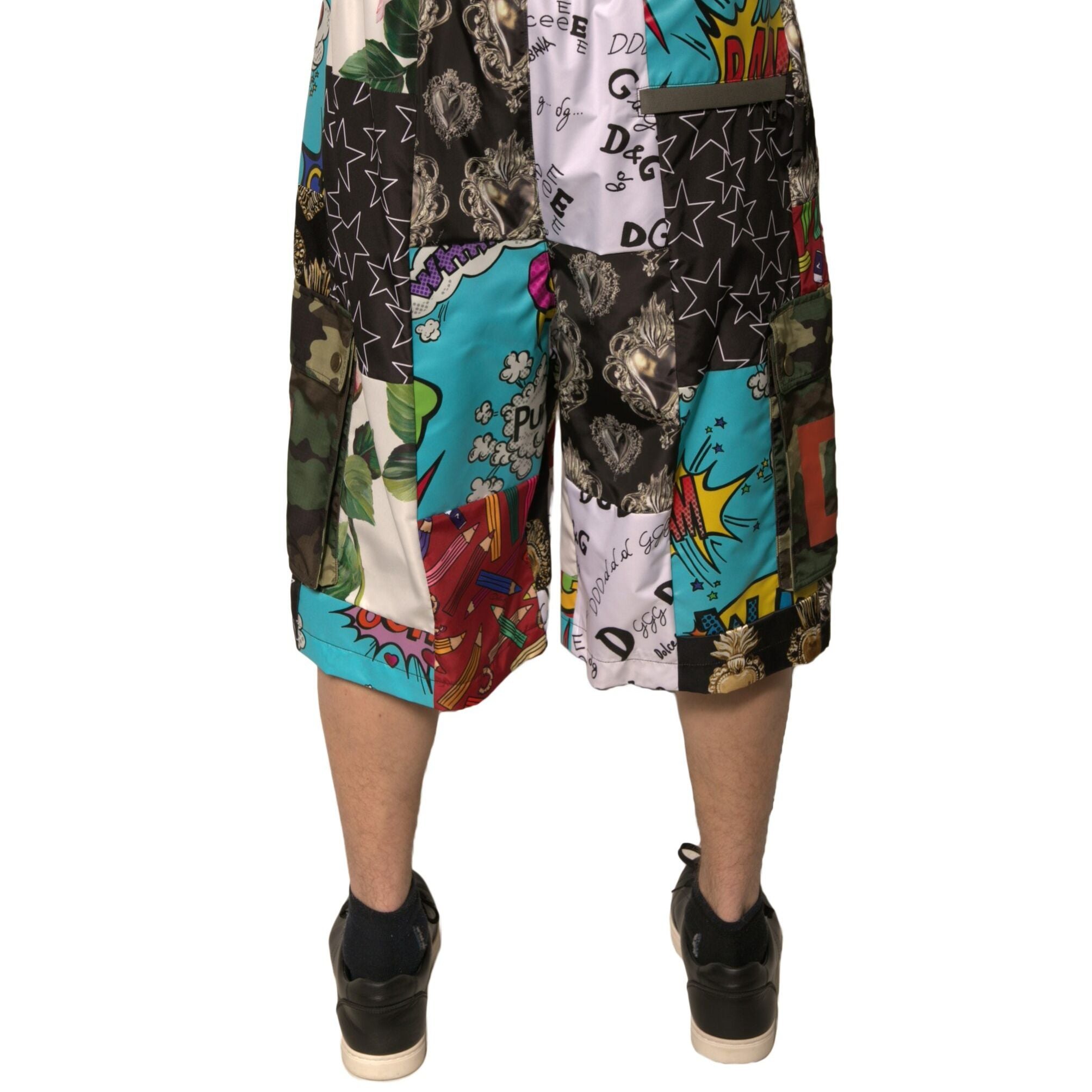 Dolce & Gabbana Multicolor Patchwork Cargo Bermuda Shorts