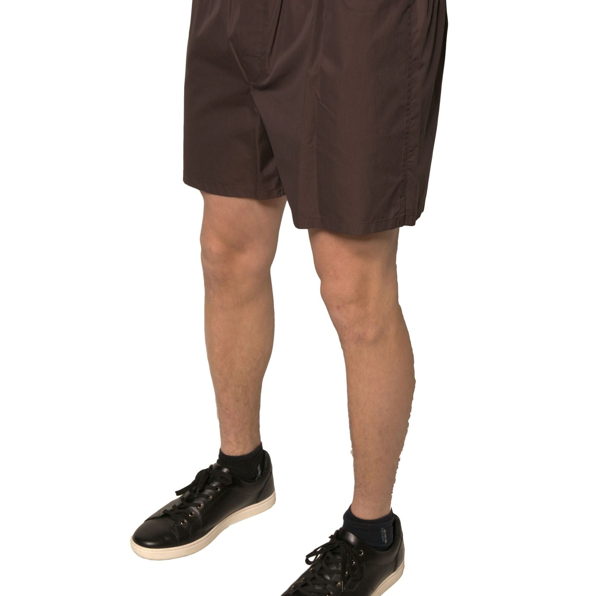 Dolce & Gabbana Brown Cotton Blend Men Mid Waist Shorts