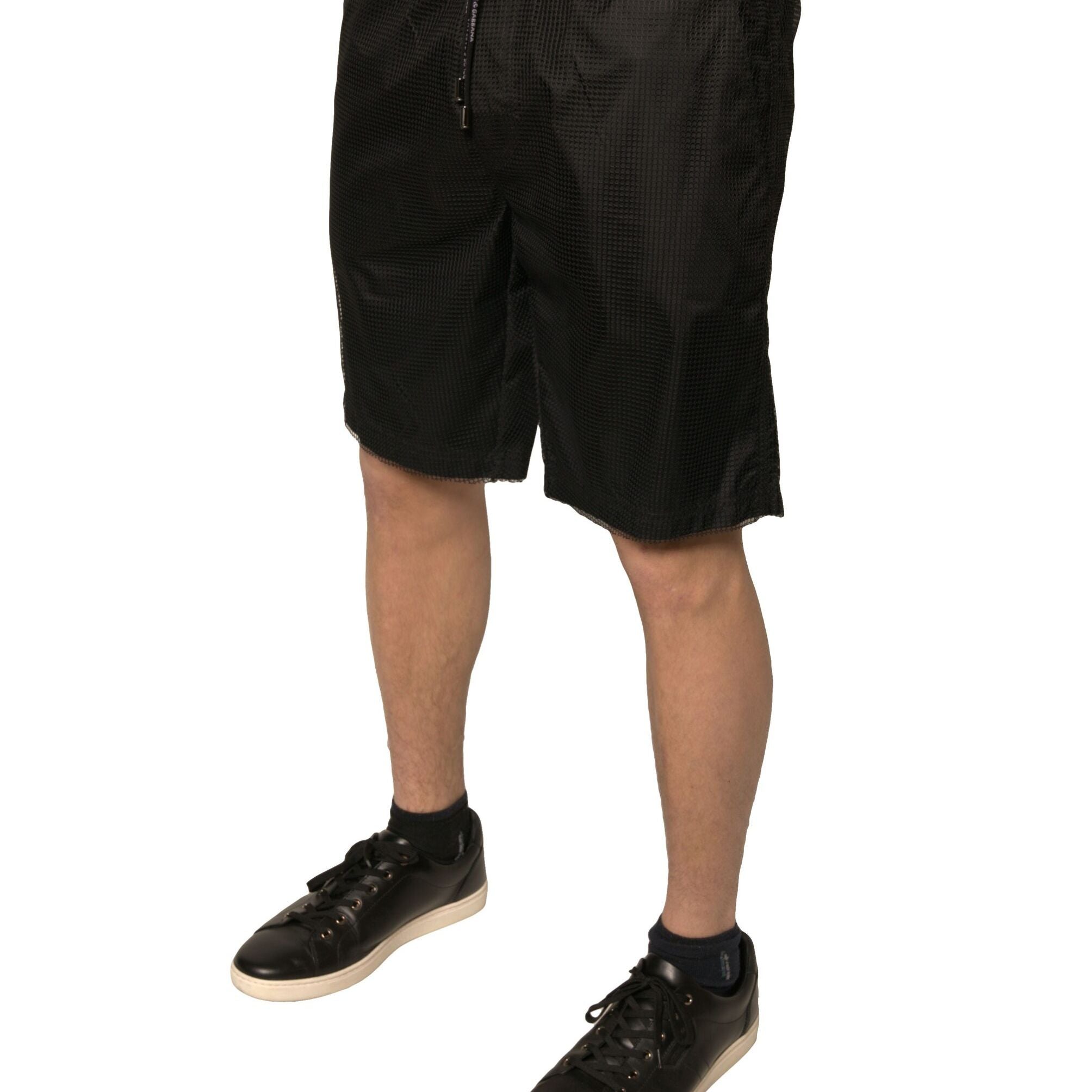 Dolce & Gabbana Black Polyester Jersey Mid Waist Shorts