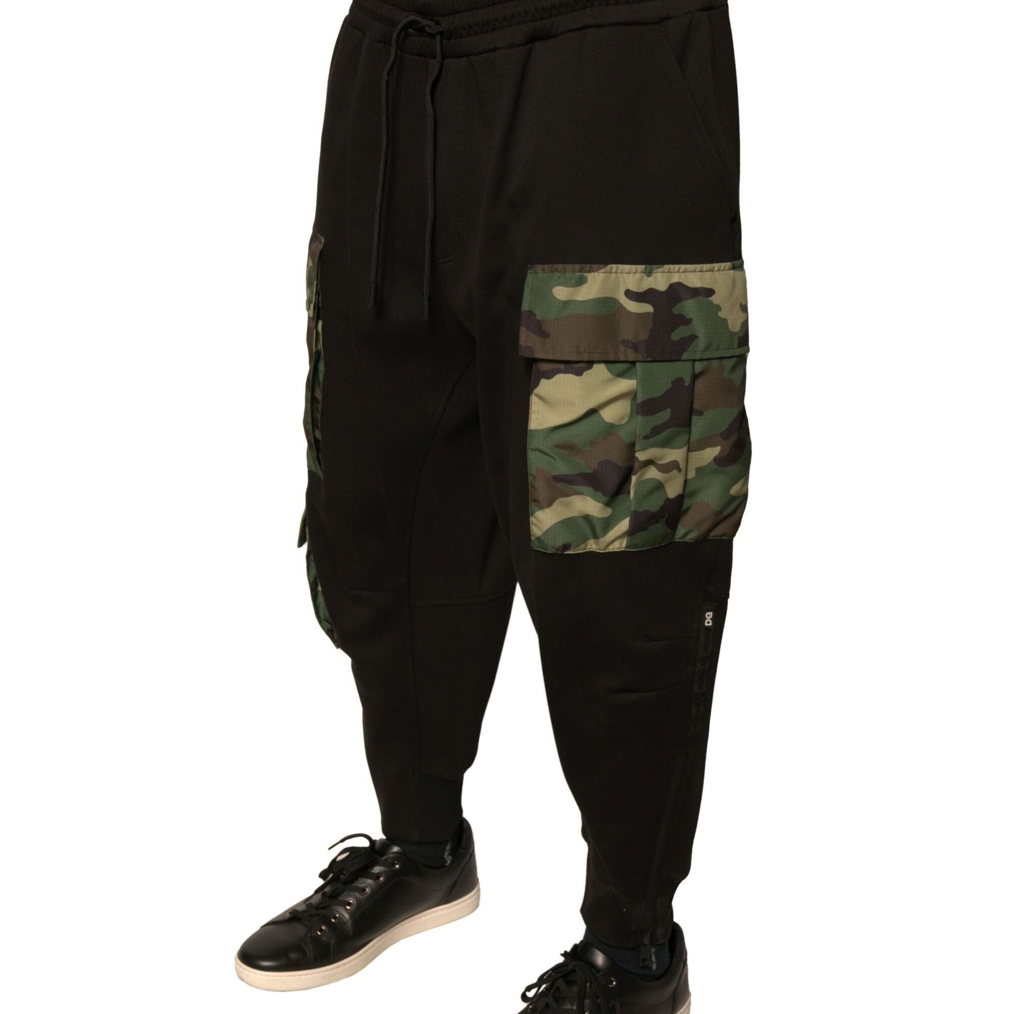 Dolce & Gabbana Black Camouflage Cotton Jogger Cargo Pants