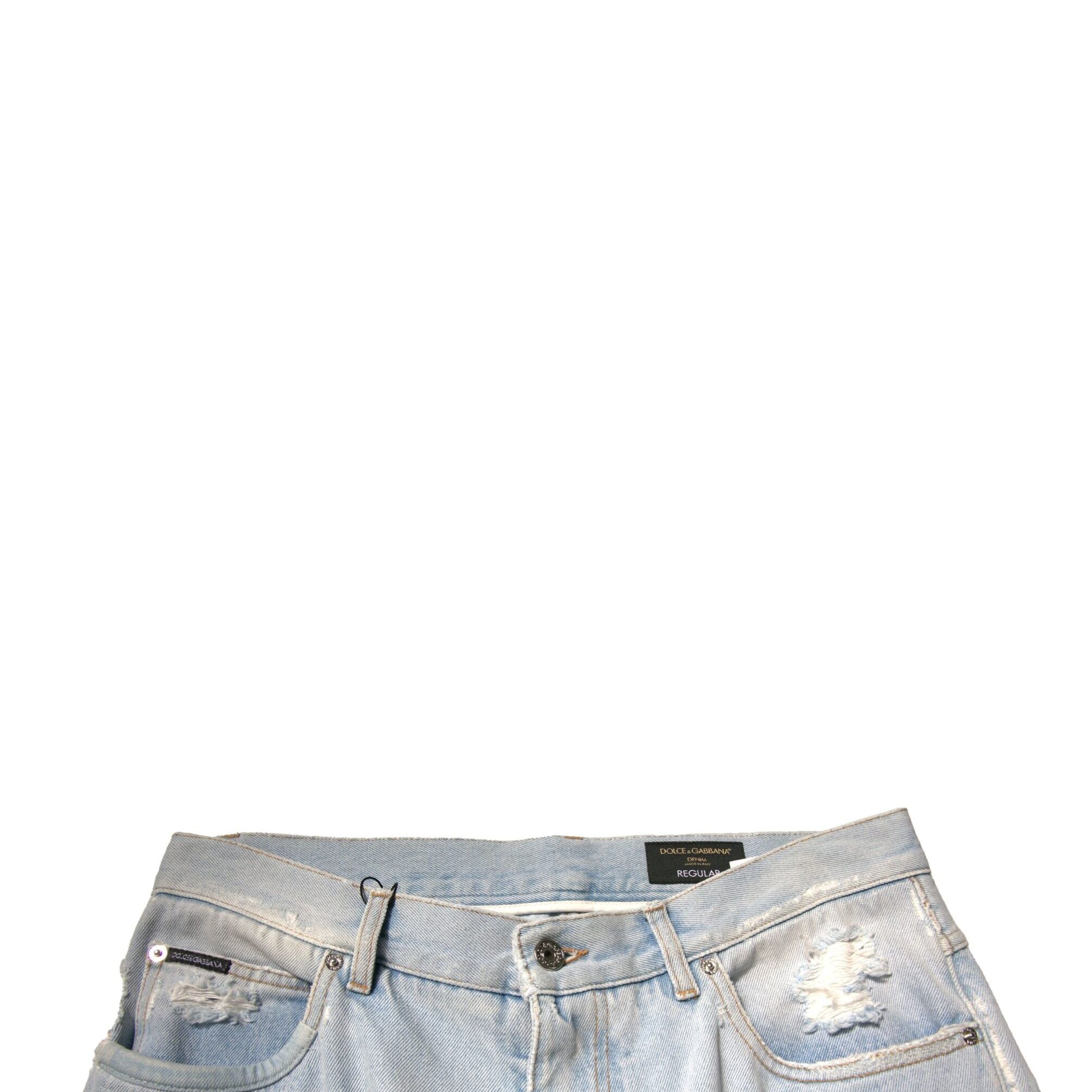 Dolce & Gabbana Light Blue Cotton Cargo Straight Denim Jeans