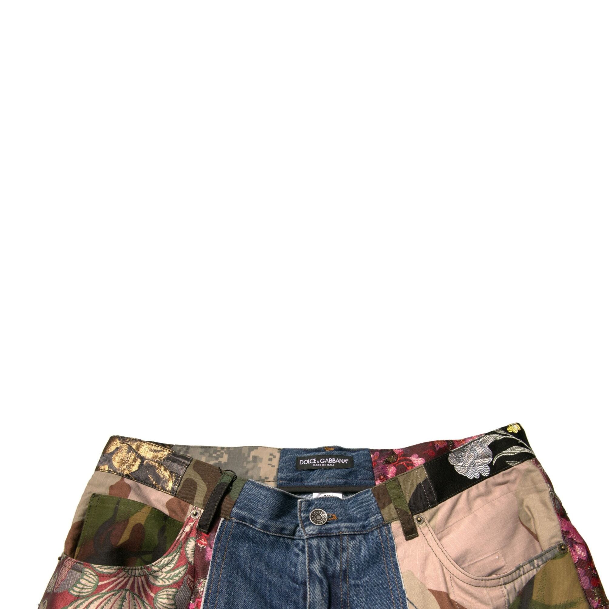 Dolce & Gabbana Blue Patchwork Cotton Straight Denim Jeans