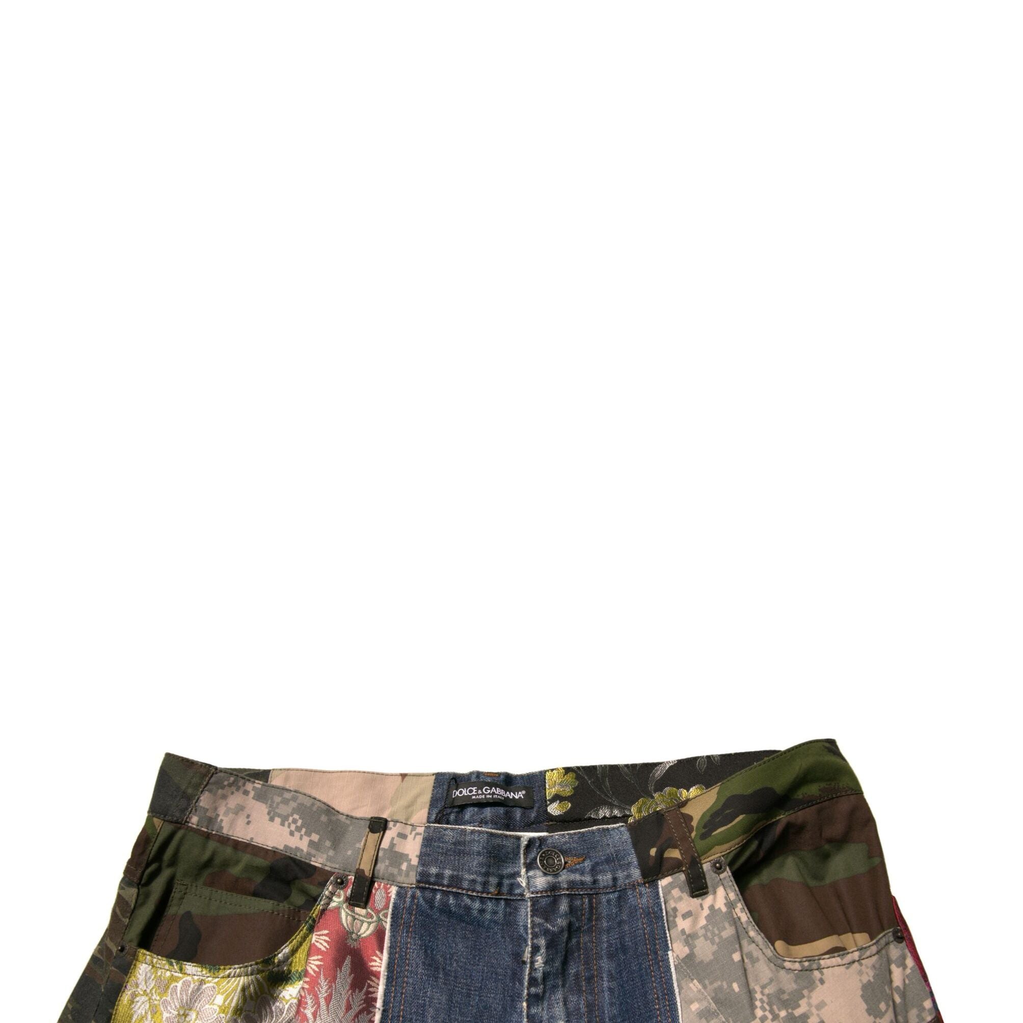 Dolce & Gabbana Blue Patchwork Cotton Straight Denim Jeans
