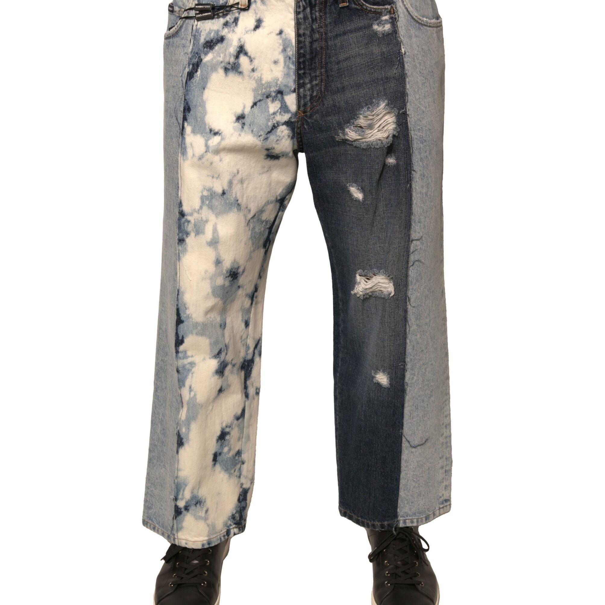 Dolce & Gabbana Multicolor Patchwork Cotton Straight Men Denim Jeans