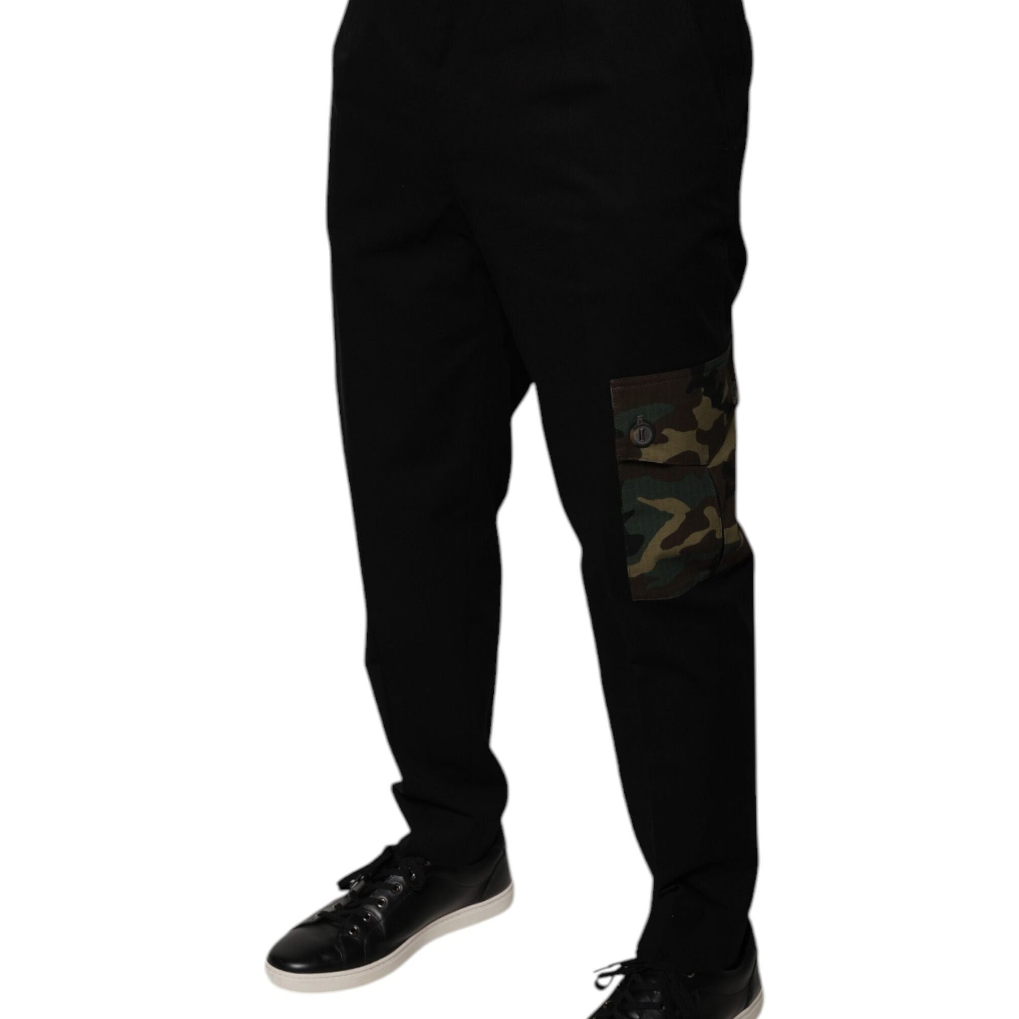 Dolce & Gabbana Black Cotton Men Cargo Casual Pants