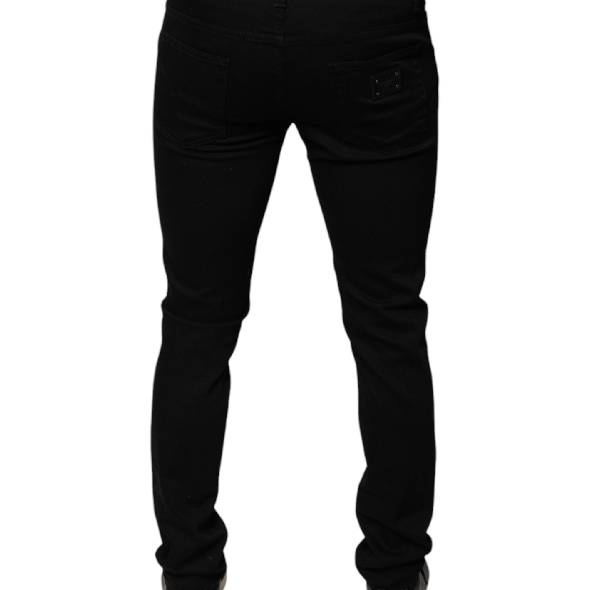 Dolce & Gabbana Black DG Crown Logo Cotton Skinny Denim Jeans