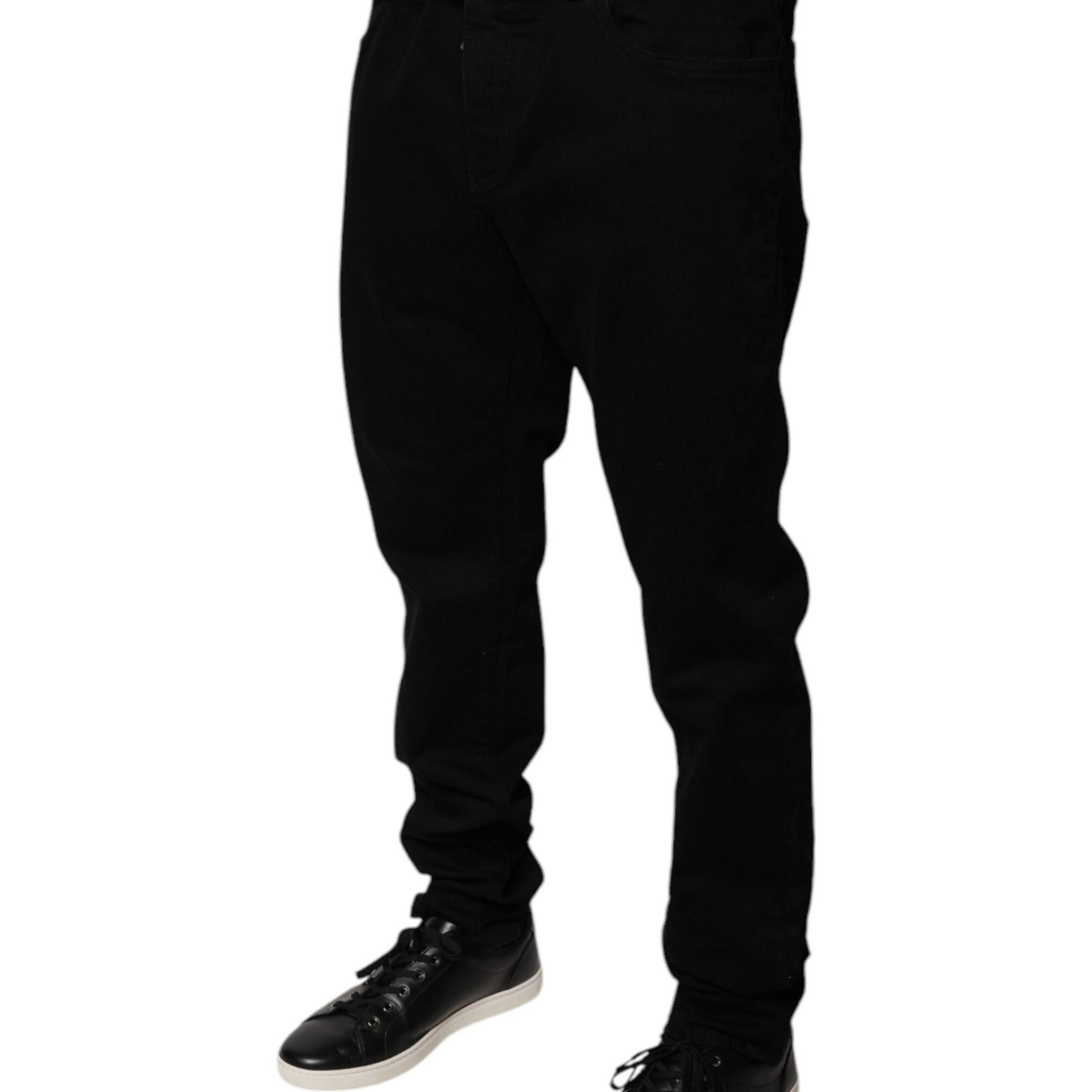Dolce & Gabbana Black Logo Cotton Stretch Skinny Denim Jeans