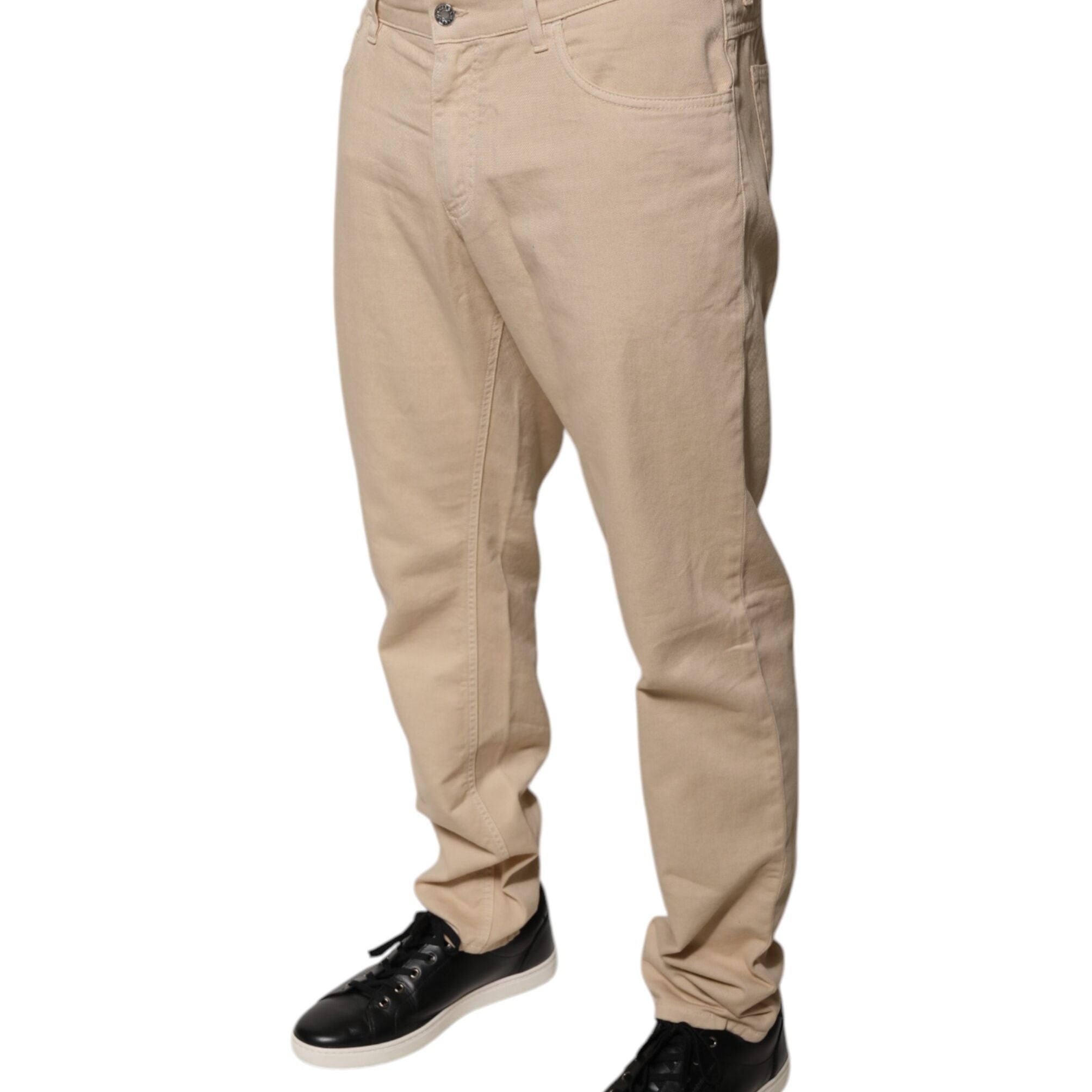 Dolce & Gabbana Beige Cotton Mid Waist Skinny Denim Jeans