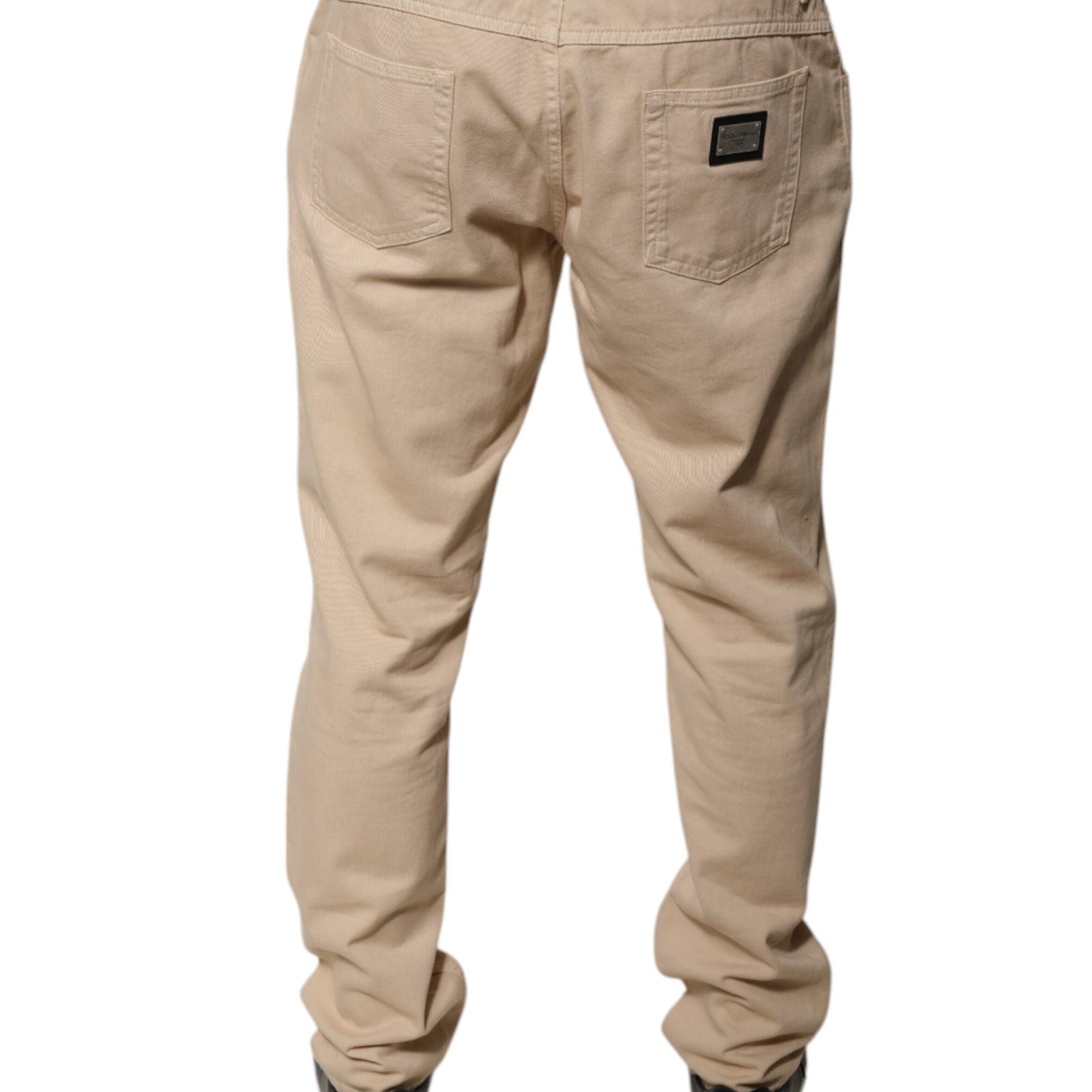 Dolce & Gabbana Beige Cotton Mid Waist Skinny Denim Jeans