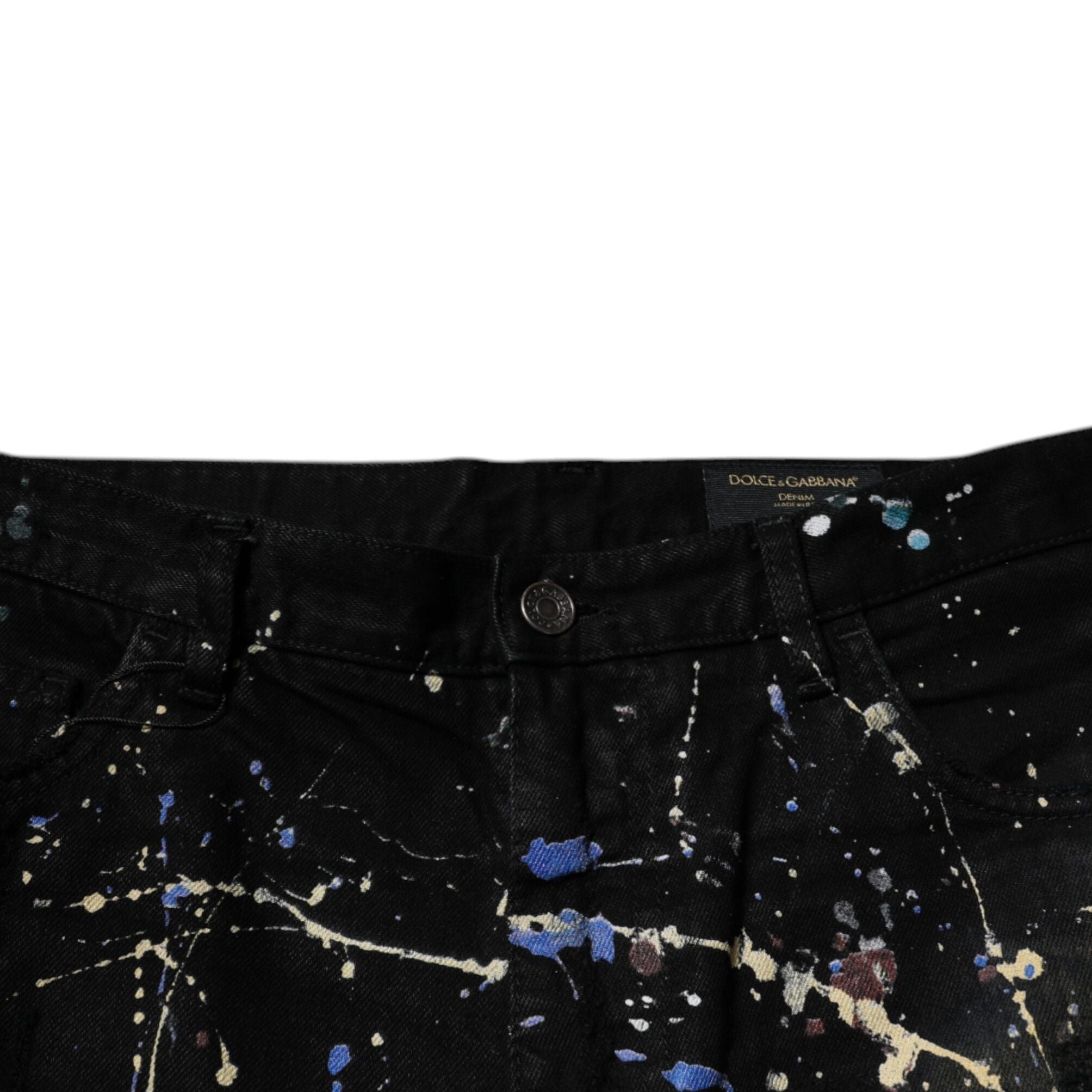 Dolce & Gabbana Black Color Splash Cotton Skinny Denim Jeans