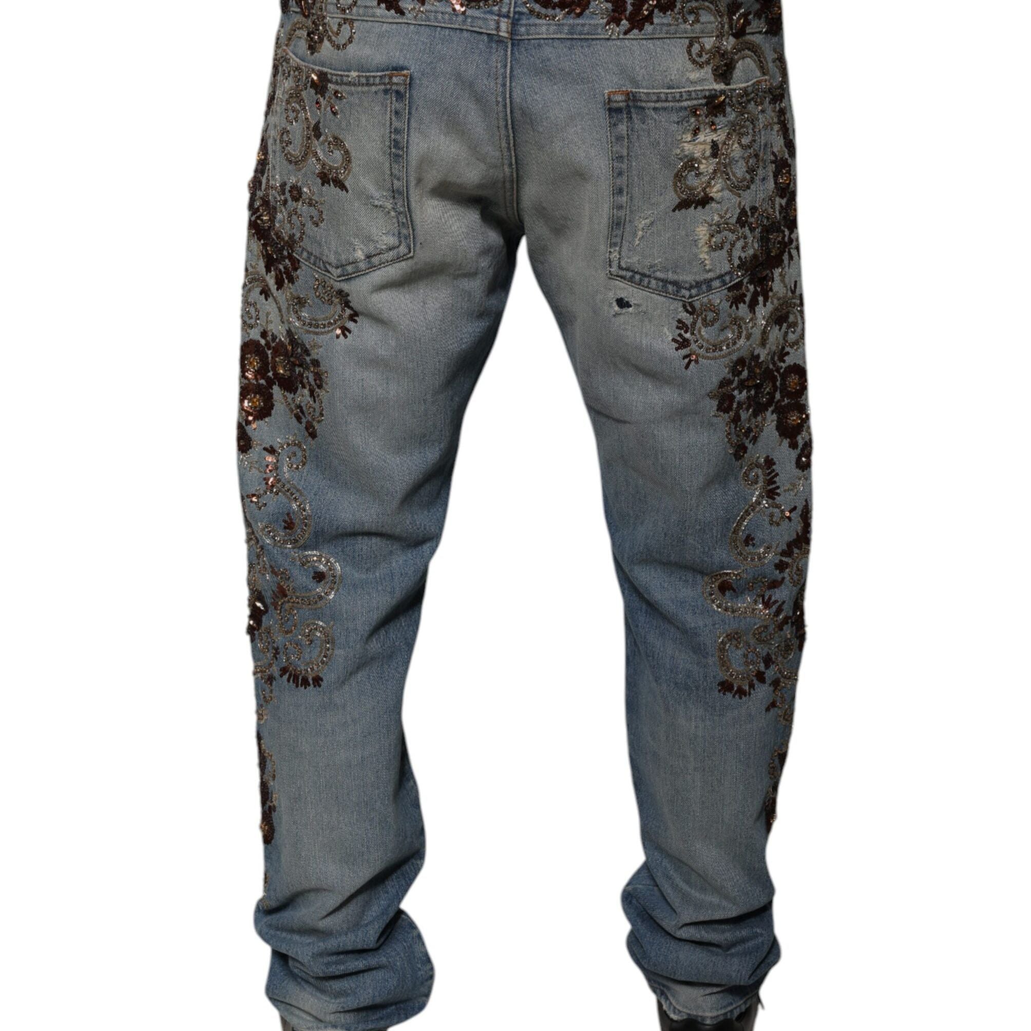 Dolce & Gabbana Light Blue Embroidered Skinny Denim Jeans