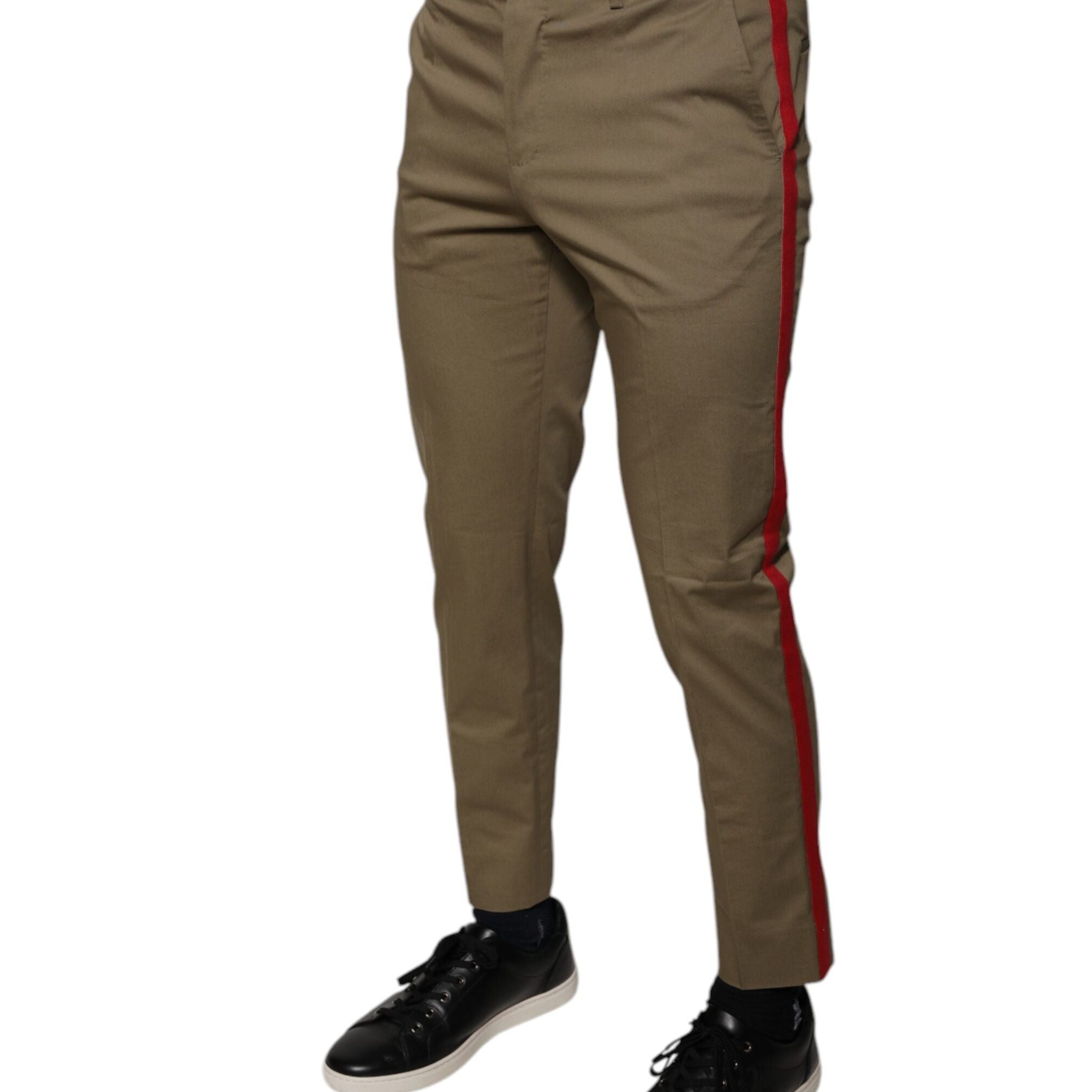 Dolce & Gabbana Brown Logo Men Casual Tapered Pants