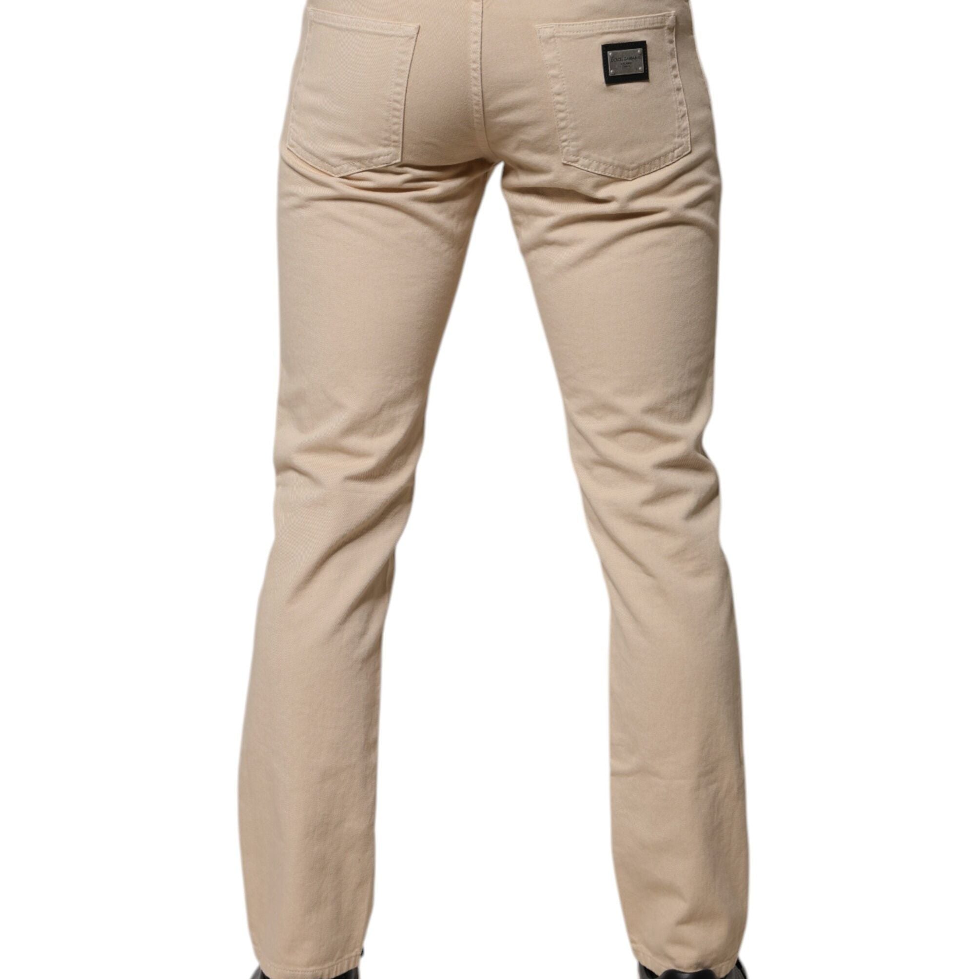 Dolce & Gabbana Beige Cotton Stretch Regular Men Denim Jeans