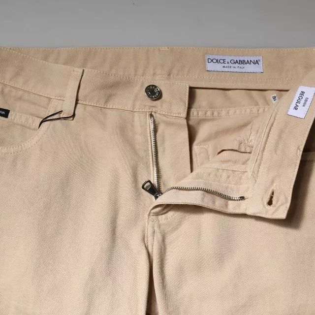 Dolce & Gabbana Beige Cotton Stretch Regular Men Denim Jeans