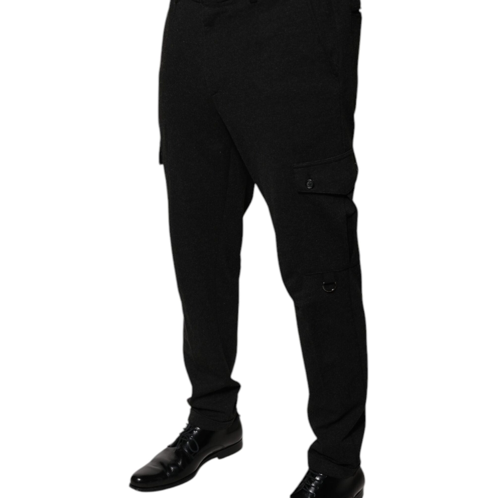 Dolce & Gabbana Black Viscose Cargo Men Casual Pants