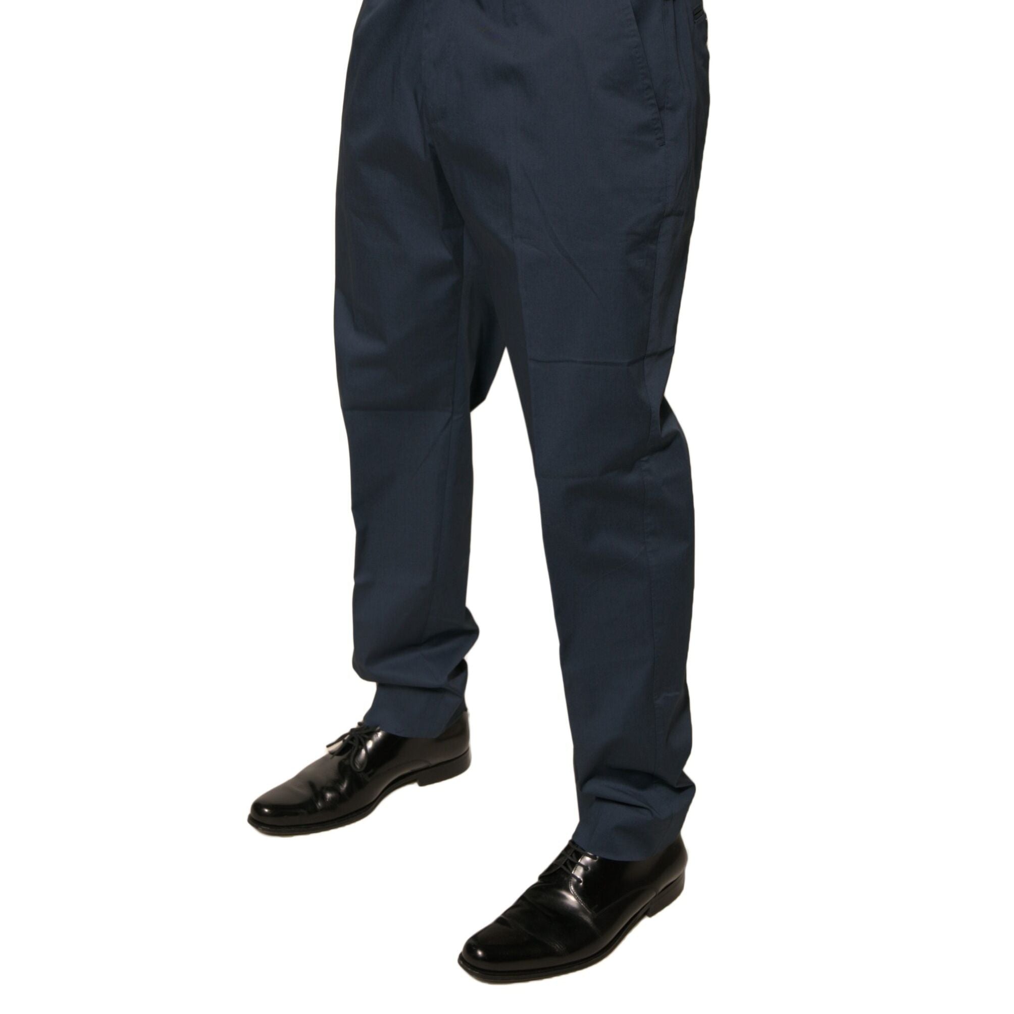 Dolce & Gabbana Dark Blue Cotton Stretch Skinny Men Dress Pants