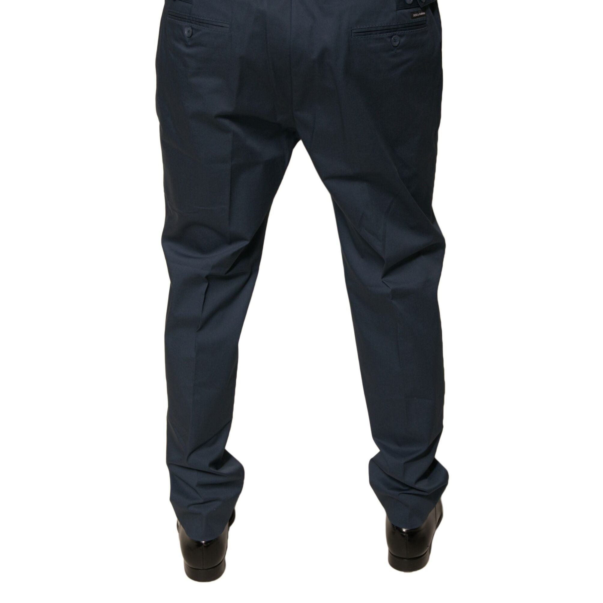 Dolce & Gabbana Dark Blue Cotton Stretch Skinny Men Dress Pants