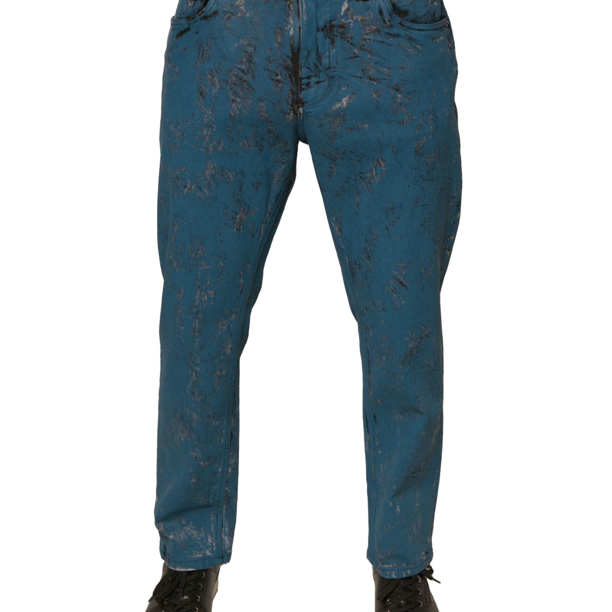 Dolce & Gabbana Blue Logo Cotton Stretch Skinny Denim Jeans